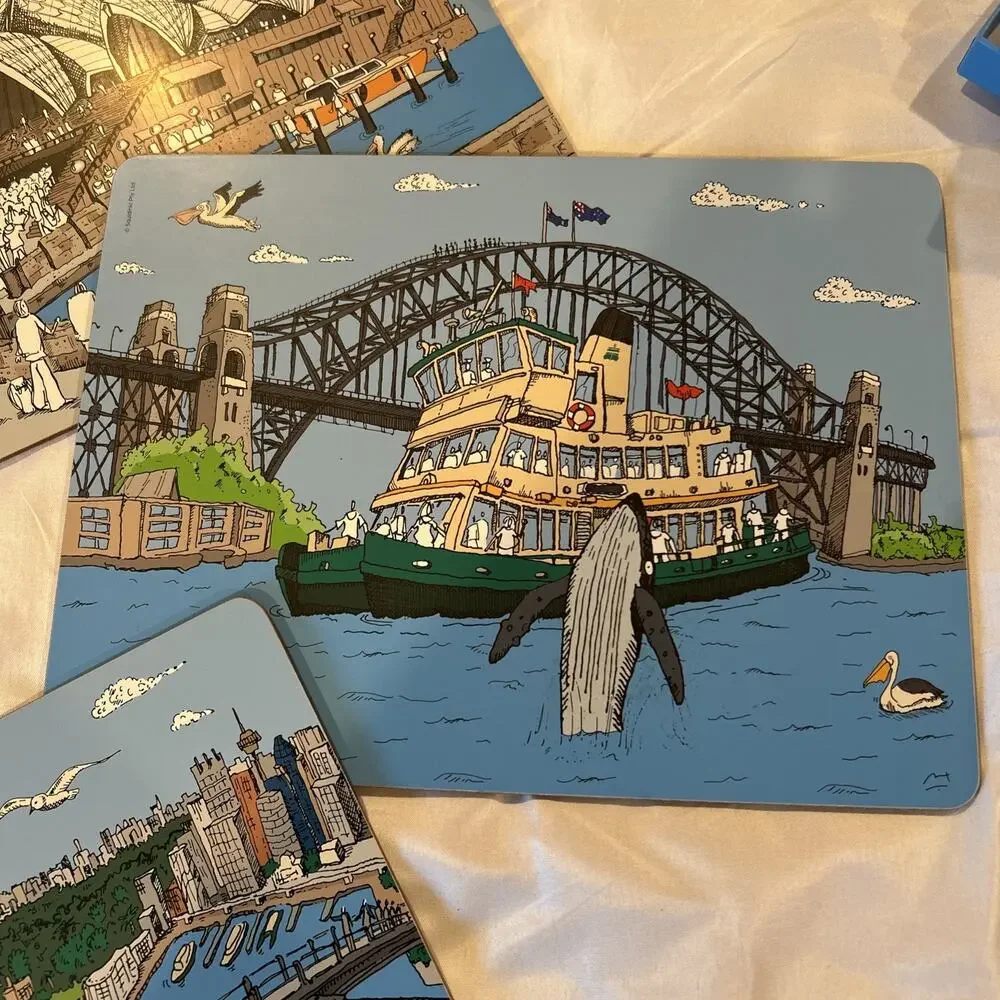 New Squidinki Placemats (4) Sydney Harbour Collection I & Tea Towel